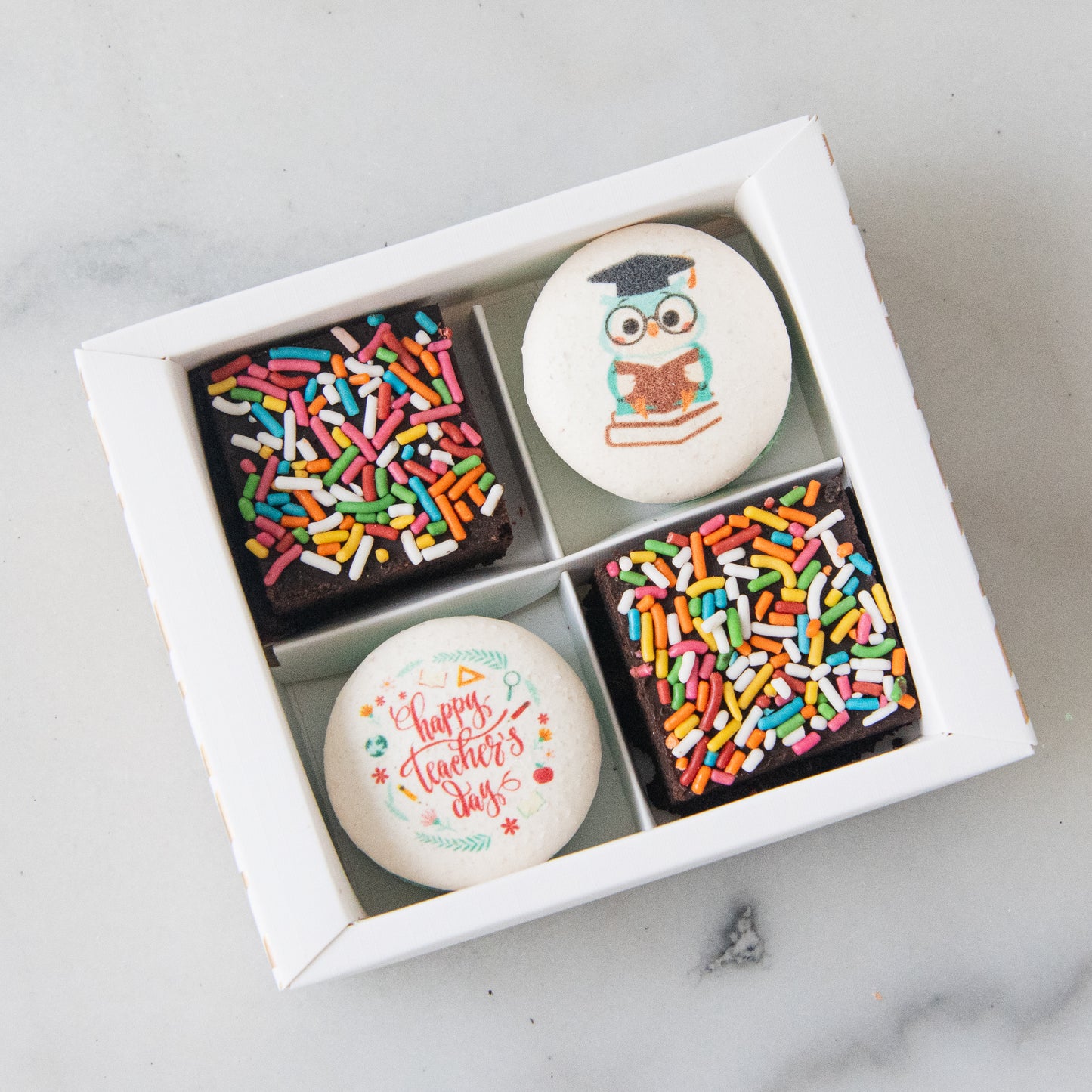 Happy Teacher's Day | Bundle x 10 set Educator's Special Macaron Brownie Set  | Price $98