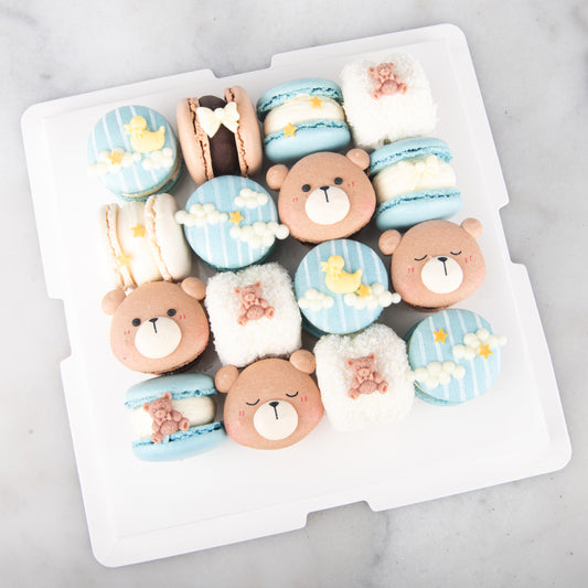 16 pcs Sweet Dreams Blue Bear Fatcarons | $118 Nett