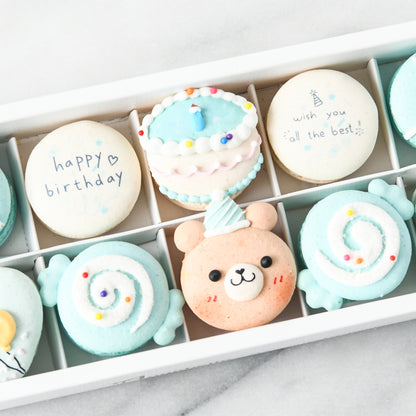 10pcs Birthday Boy Macarons in a Gift Box | Complimentary Ribbon and Personalised Message | $45.80 nett only
