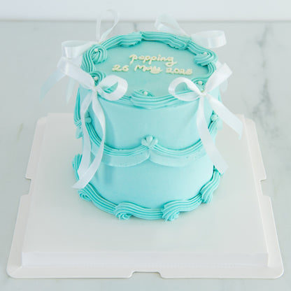 Customized Cake- Tiffany Blue Vintage Ribbon Cake