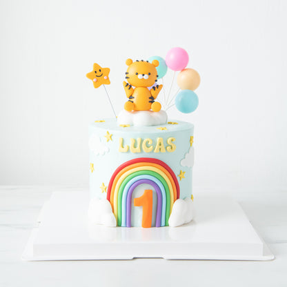 Customized Cake - Little Tiger and Rainbows Cake