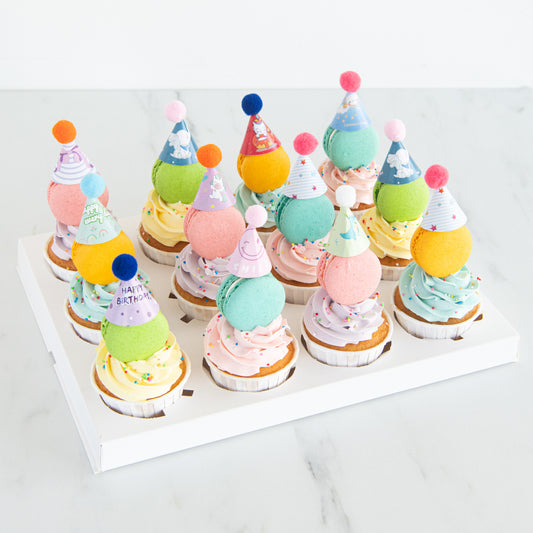 Limited Edition Macaron Cupcake with party hat | (U.P $128.80)