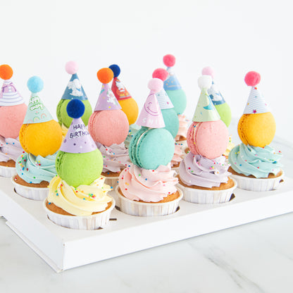Limited Edition Macaron Cupcake with party hat | (U.P $128.80)
