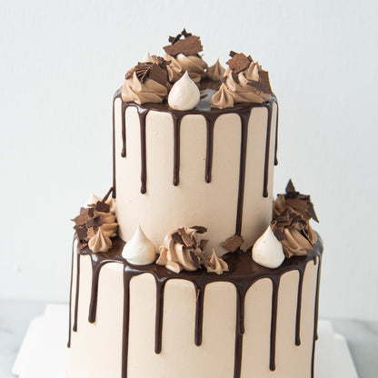 2-Tiers Chocolate Truffles Cake with 9pcs Macaron (Customised Pre order 3 days in advance)