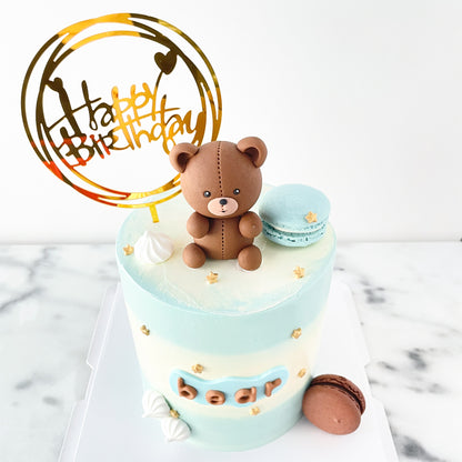 Customized Cake -Teddy Bear cake with macaron